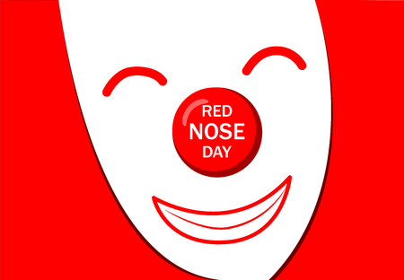 Red nose day greeting card with white joker mask vectorのイラスト素材