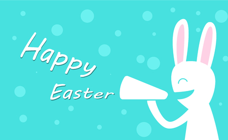 Happy Easter day with rabbit hold megaphone, vector designのイラスト素材