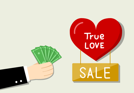 Businessman want to buy love by his money vector designのイラスト素材