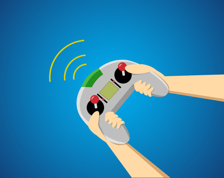 Hand with remote control on gradient background, vectorのイラスト素材