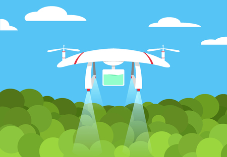 Agriculture Drone flying in the forest vector art designのイラスト素材