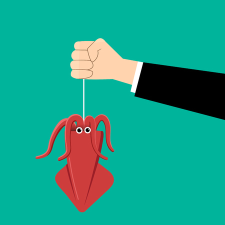 Businessman successful squid fishing and show themのイラスト素材
