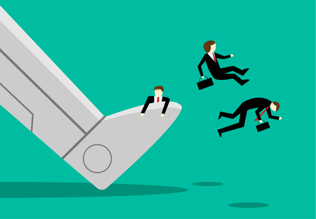 Many employee were sacked from the job by AI robot, vectorのイラスト素材