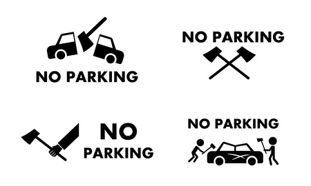 No parking sign and symbol with axe concept vector designのイラスト素材