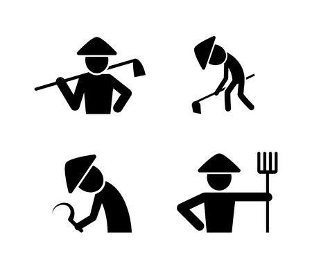 Set of farmer icons in simple style, vector art designのイラスト素材