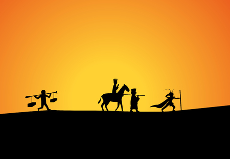Journey to the West in silhouette art vector artのイラスト素材