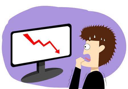 Panic businessman in stock market, vector art designのイラスト素材