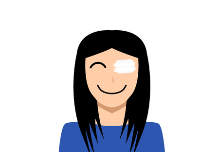 Medicine plaster patch on woman injury wound eye, vector artのイラスト素材