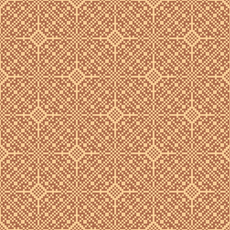 Seamless Asian brown weave pattern in pixel style, vector artのイラスト素材