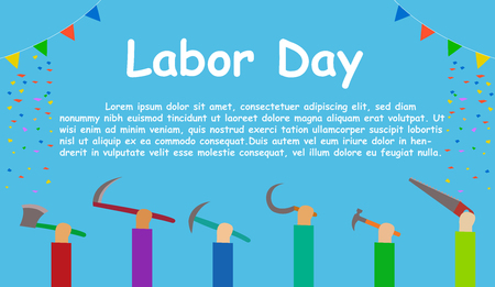Labor day , Workers show their tool up, vectorのイラスト素材