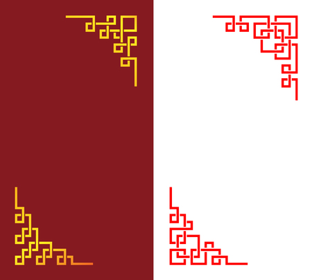 Set of Chinese corner in linear style, vector art designのイラスト素材