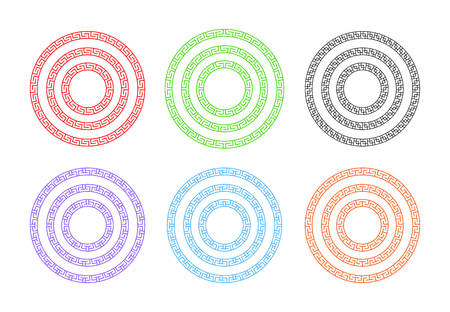 Chinese circle window frame, isolated each item, vector artのイラスト素材