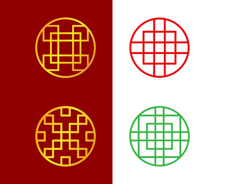 Set of Circle Chinese window frame , vector art designのイラスト素材