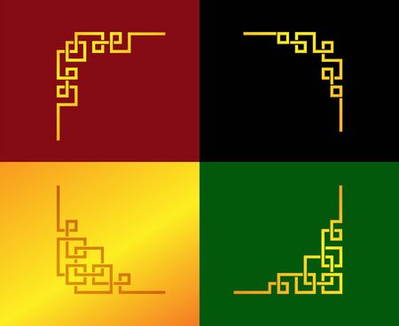 Golden Chinese line corner ornament in vector art designのイラスト素材