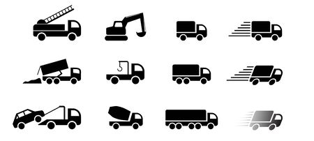 Set of truck service icon and sign, vector art designのイラスト素材