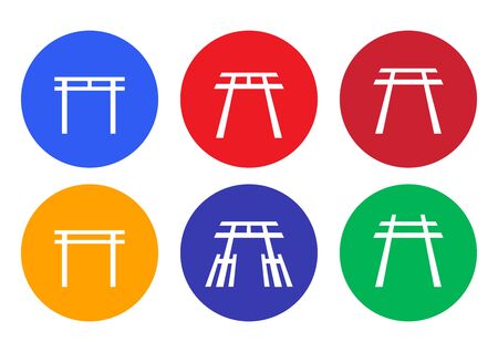 Set of Japanese Shrine icon and symbol, vector artのイラスト素材