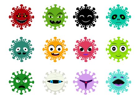 Set of Cancer and virus icon in vector cartoon art designのイラスト素材