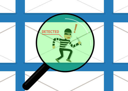 Detected malware in phishing mail, vector art