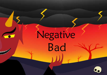 Evil in hell land with space, vector art designのイラスト素材