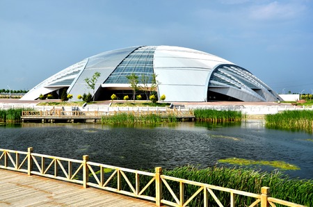 Exterior view of a dome buildingのeditorial素材