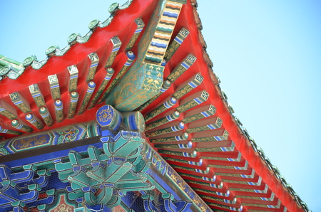 Artistic design under a temple roof