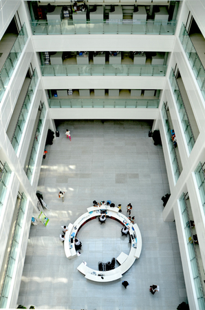 Top view of an enquiry counter in a shopping mallのeditorial素材