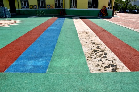 View of painted ground at a kindergartenのeditorial素材