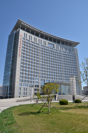 Exterior view of a modern office building in Chinaのeditorial素材