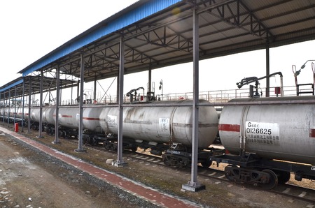 View of tank cars traveling