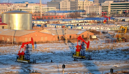 Oil field landscape viewのeditorial素材