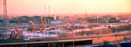 Sunset in the Daqing oil field