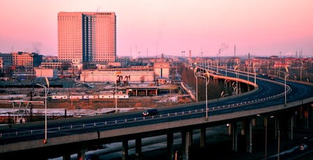 Urban viaduct viewのeditorial素材