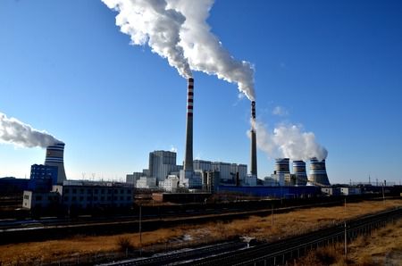 China's Daqing Oilfield in Northeast China power plantのeditorial素材