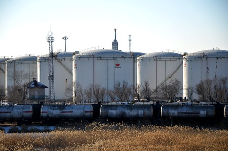 Chemical plant of oil storage tanksのeditorial素材