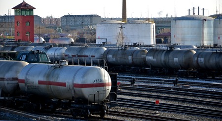 Tankers of oil storage tanksのeditorial素材