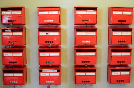 Mailboxes in a rowのeditorial素材