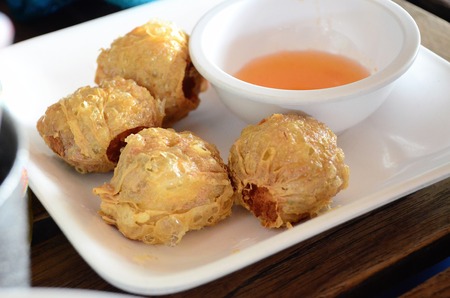 Deep Fried Chicken Roll, Thai foodの写真素材