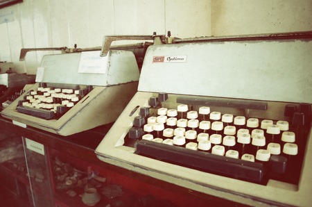 Very old typewriter Thai keysの写真素材