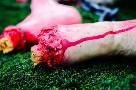 Halloween Creepy zombie hands and legの写真素材