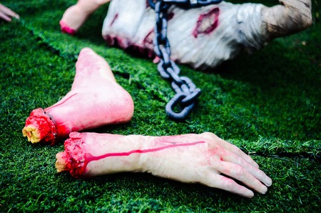 Halloween Creepy zombie hands and legの写真素材
