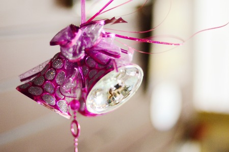 Pink bells hung ,selective focus at bellsの写真素材