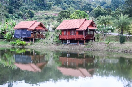House Thailand style in forest on mountainの写真素材