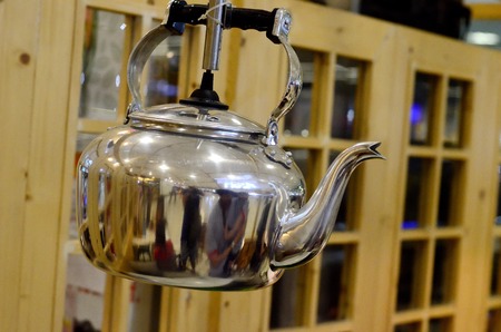the still life old aluminium kettleの写真素材