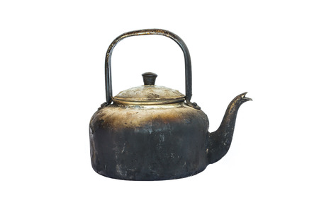 Old kettle on a white background 