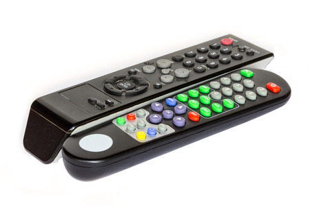 black remote control and white background