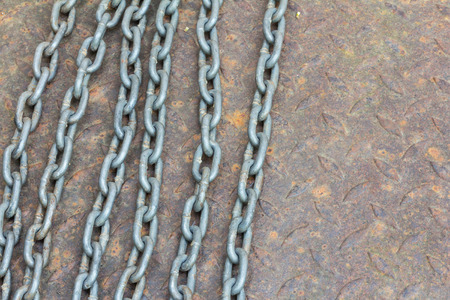 heavy metal chain on metal plate