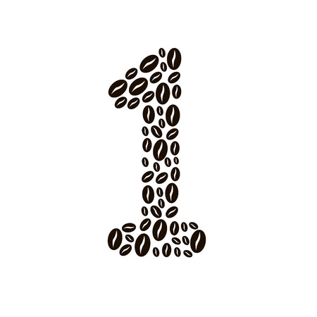 Number 1 made of coffee beans vector setのイラスト素材