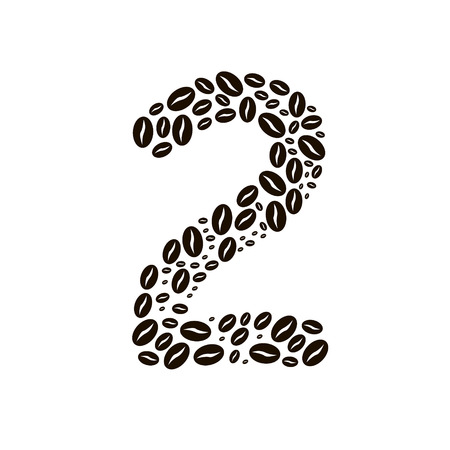 Number 2 made of coffee beans vector setのイラスト素材