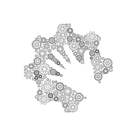 the concept of motion. Human hand starts the mechanismのイラスト素材