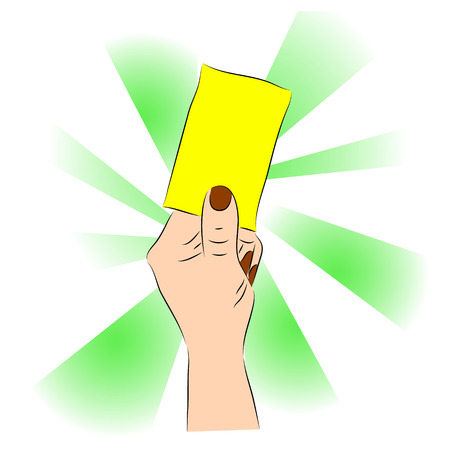 Hand of a judge or referee showing yellow card vector imagesのイラスト素材